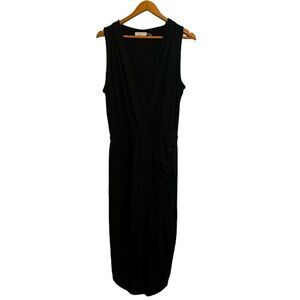Ramy Brook Black Deep V Neckline Midi Maxi Dress with Hood Size Medium